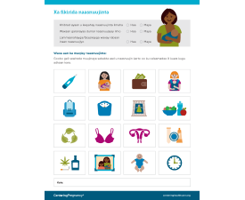 CenteringPregnancy® Conversation Starters and Forms, Somali Translation